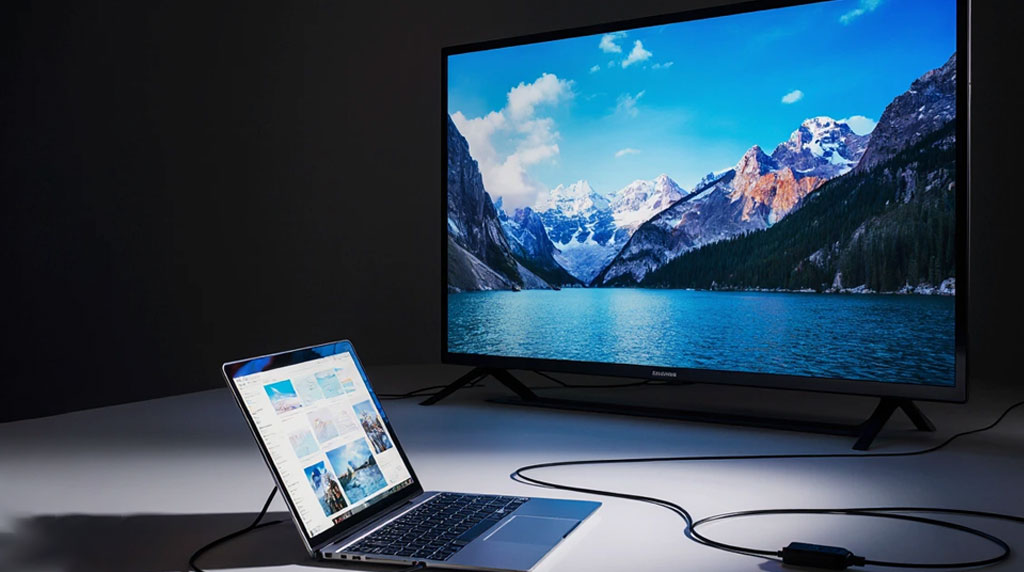 وصل کردن لپ تاپ به تلویزیون با کابل 