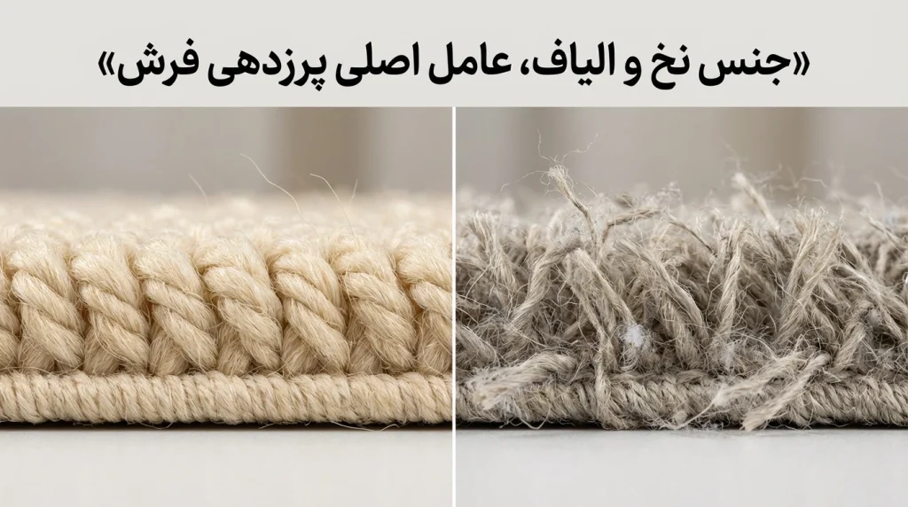 تأثیر جنس نخ و الیاف بر میزان پرزدهی فرش