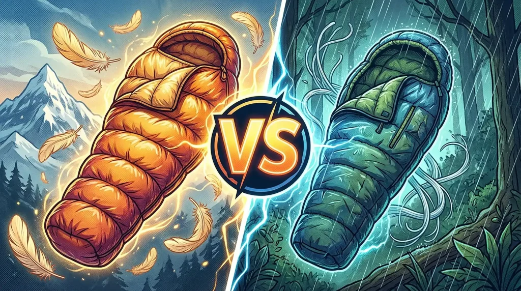 مقایسه کیسه خواب پر و الیاف