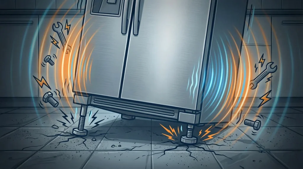 تراز نبودن یخچال فریزر روی سطح زمین