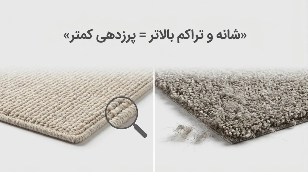 ارتباط شانه و تراکم فرش با کاهش یا افزایش پرزدهی