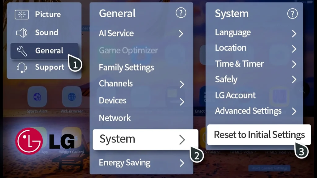 ریست کردن تلویزیون ال‌جی