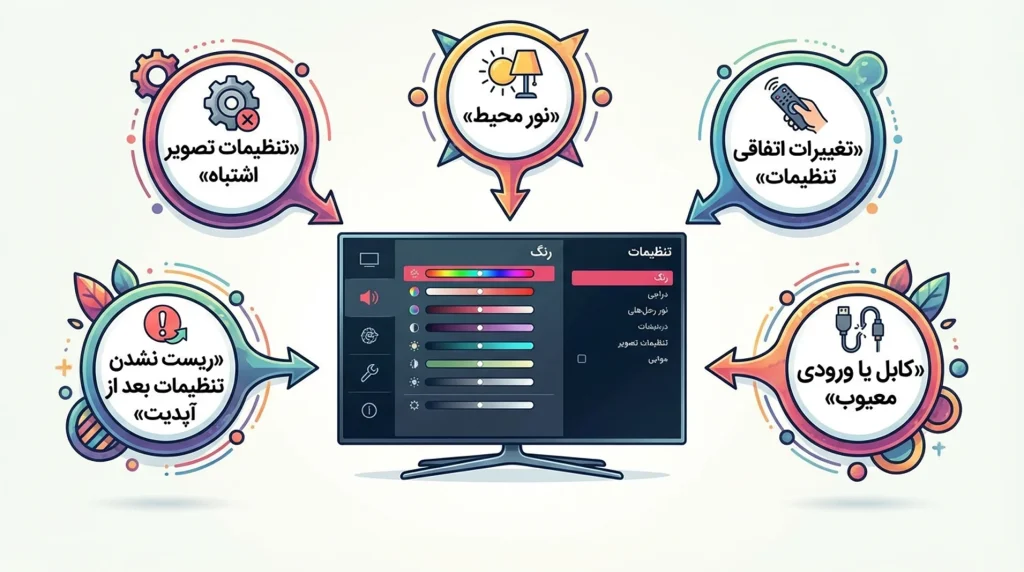 عوامل موثر بر بهم‌ریختگی رنگ تلویزیون
