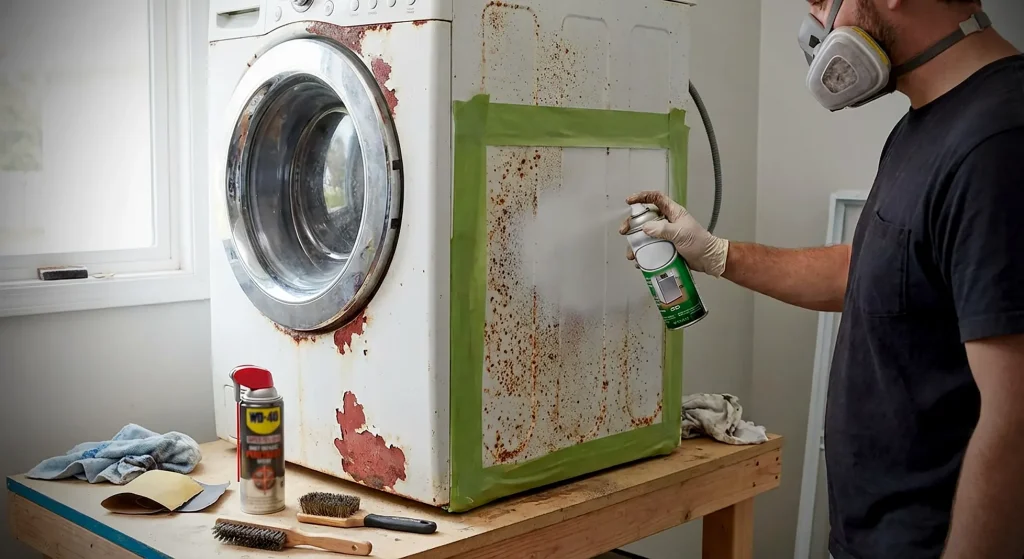 تعمیر و رفع زنگ زدگی ماشین لباسشویی با اسپری‌های ضد زنگ