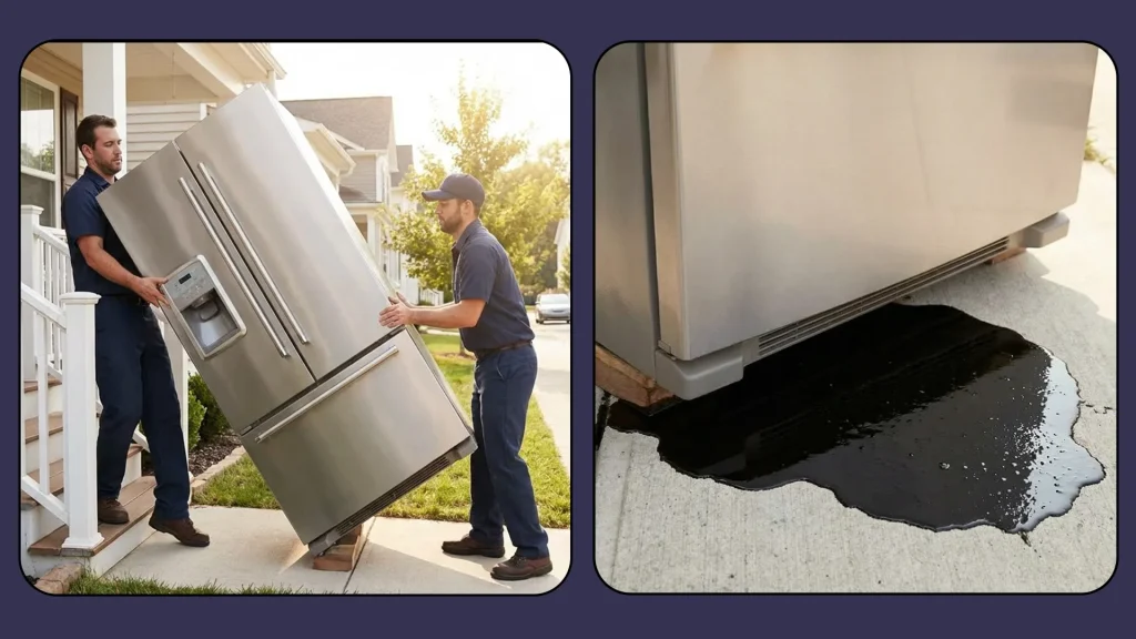 بعد از جابجایی یخچال، چرا روغن‌ریزی اتفاق می‌افتد؟