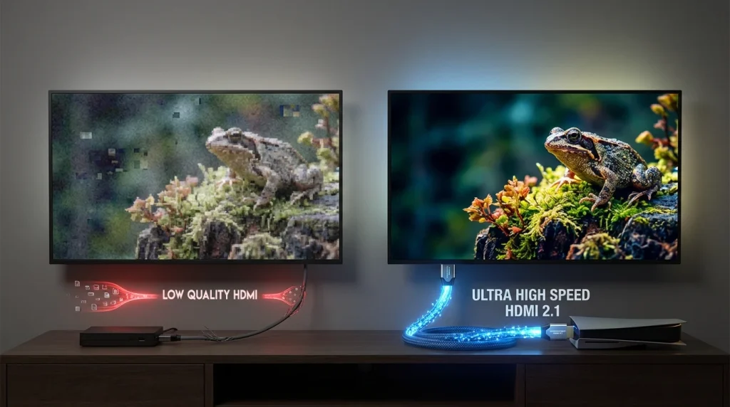 کابل یا منبع تصویر ضعیف (HDMI، گیرنده، باکس)