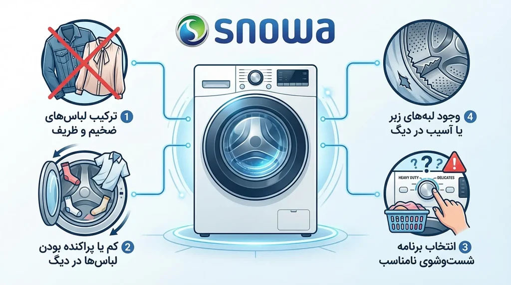علت پاره شدن لباس در لباسشویی اسنوا