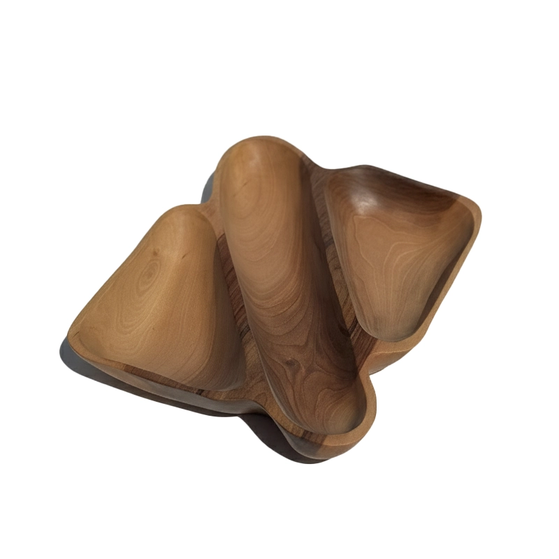 مزه خوری سه خانه چوبی دست ساز کیو وود کد 3013 چوب گردو طبیعی