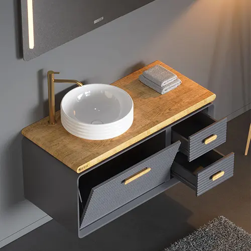 کابینت روشویی چوب و پی وی سی مدل L-010