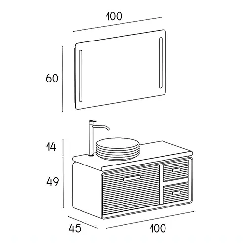 کابینت روشویی چوب و پی وی سی مدل L-010