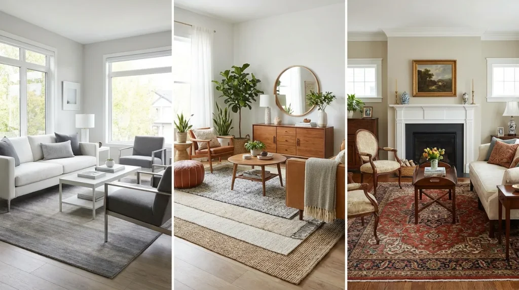 انتخاب اندازه مناسب فرش بر اساس سبک دکوراسیون