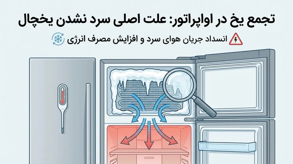 جمع یخ در فریزر (فریز شدن اواپراتور)