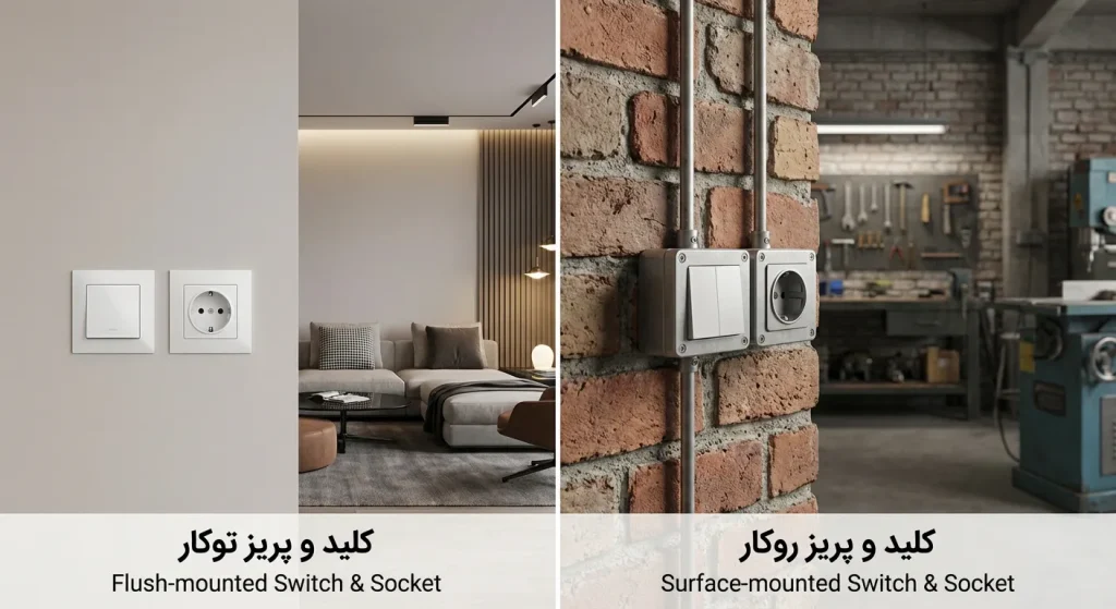 انواع کلید و پریز از نظر طراحی و نصب