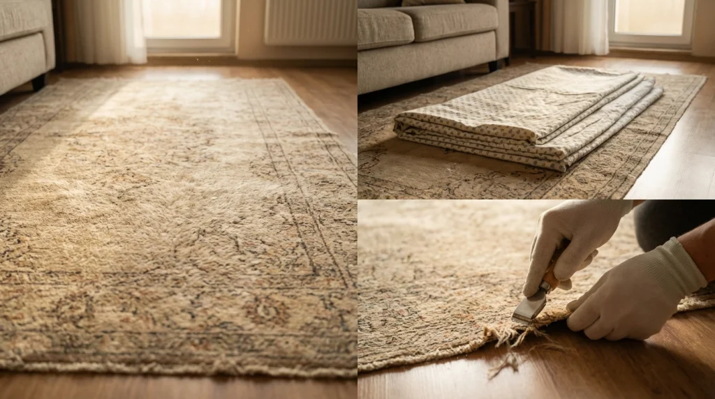 از بین بردن پرز فرش کهنه