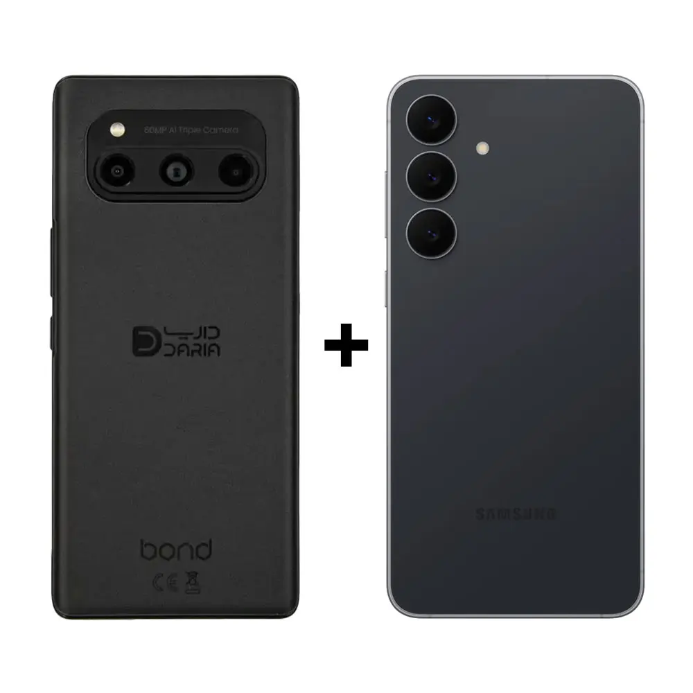 پکیج الماس - سامسونگ S25 FE مشکی ظرفیت 256 گیگابایت رم 8 + داریا Bond مشکی ظرفیت 256 گیگابایت رم 8