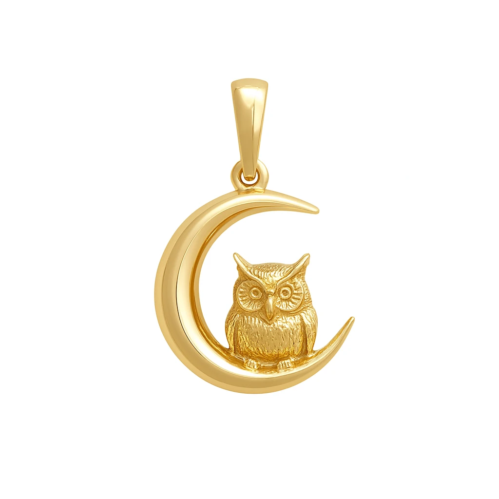 پلاک گردنی طلا مینیمالیست طرح جغد