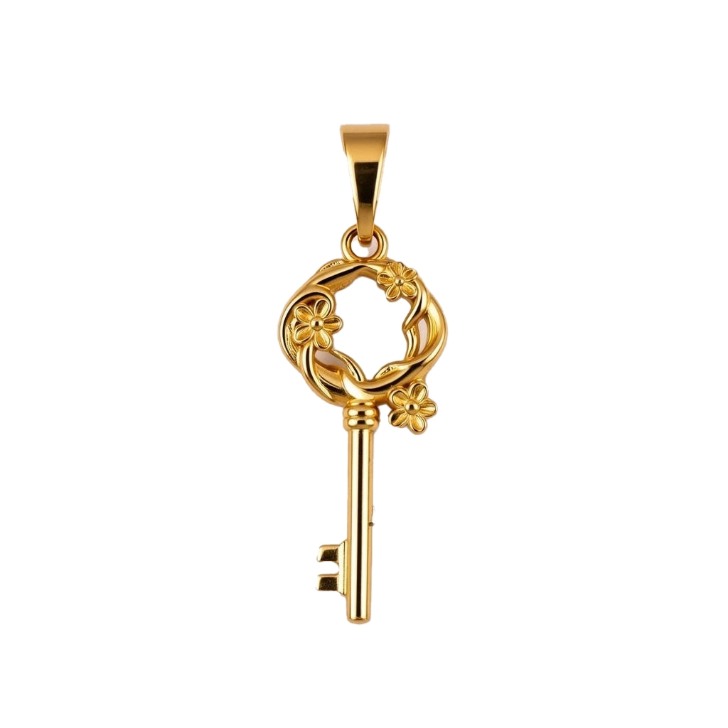 پلاک گردنی طلا مینیمالیست طرح شاه کلید