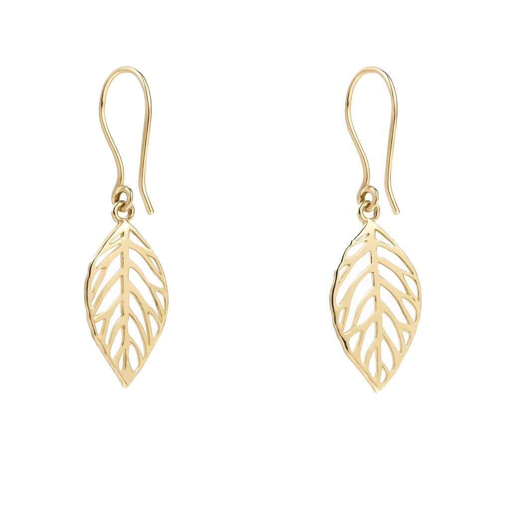 گوشواره طلا شهاب طرح دو برگ