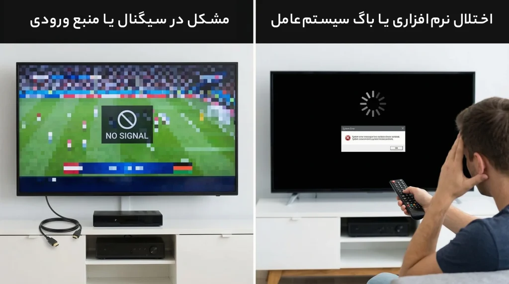 اختلال نرم‌افزاری یا باگ سیستم‌عامل و مشکل در سیگنال یا منبع ورودی