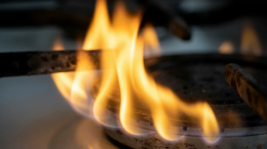 احتراق ناقص گاز (شعله زرد یا نارنجی)