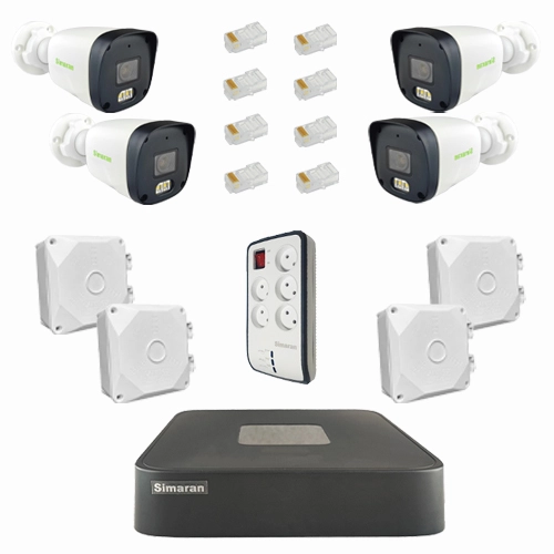 پکیج دوربین مداربسته 4 کانال 2 مگاپیکسل IP سیماران IP4CH2MP-212753