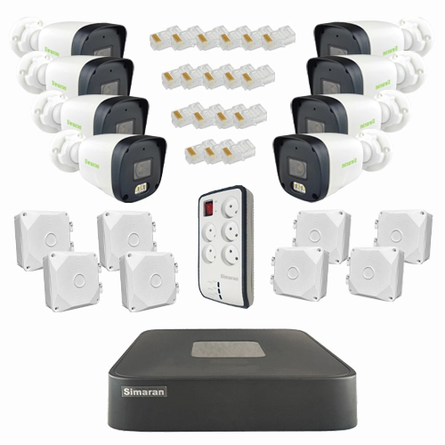 پکیج دوربین مداربسته 8 کانال 2 مگاپیکسل IP سیماران IP8CH2MP-212754
