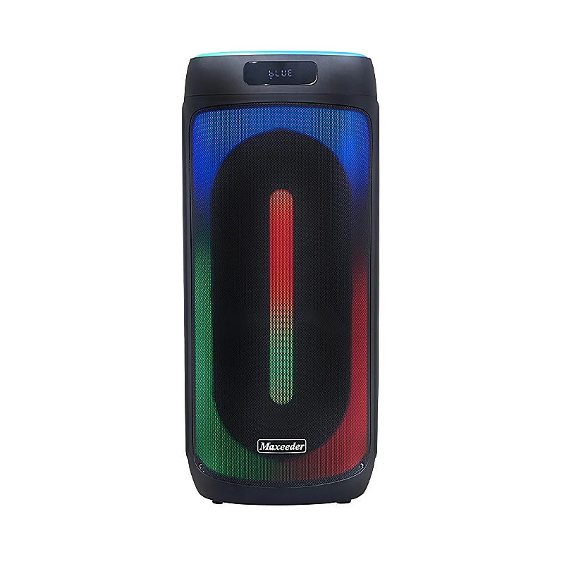 اسپیکر قابل حمل بلوتوثی سری سافاری باکس مکسیدر مدل AL823 دارای 2 ساب‌ووفر 8 اینچ، USB ،AUX، رقص نور، میکروفون قابلیت اتصال دو دستگاه همزمان