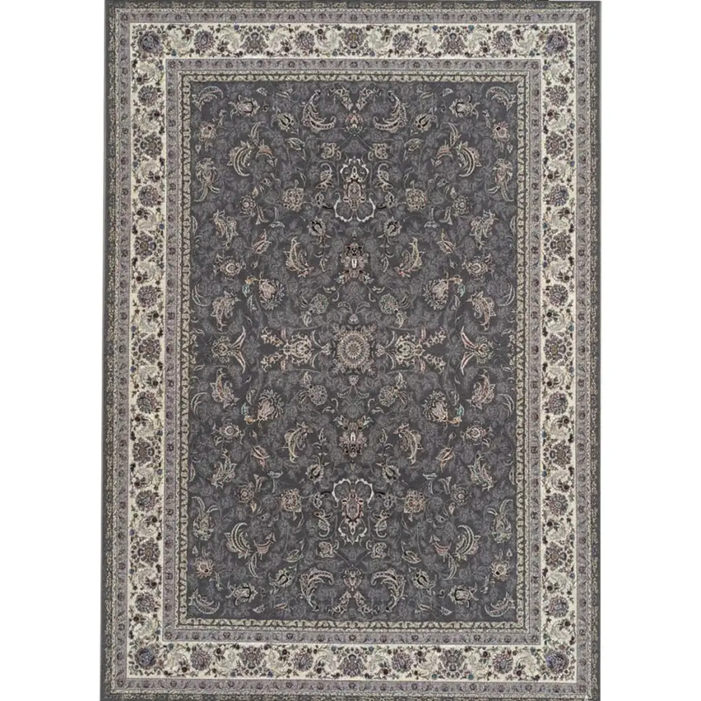 فرش 700 شانه تراکم 2550 نگین فیروزه مدل النا حاشیه صدفی زمینه فیلی