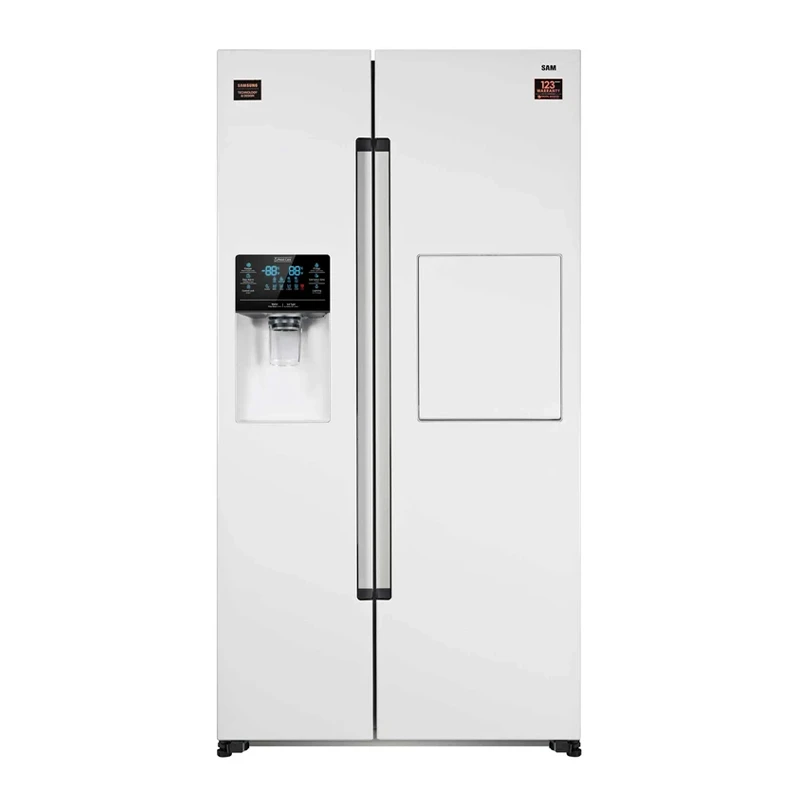 یخچال فریزر ساید بای ساید سام مدل ROSSO 3-s/W یخساز اتوماتیک بیرونی آبریز اتوماتیک هوم باردار