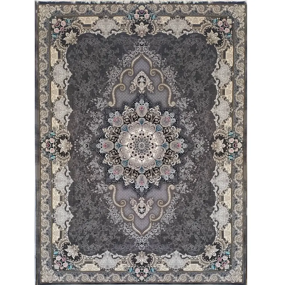 فرش 700 شانه تراکم 2550 نگین فیروزه مدل درسا زمینه فیلی