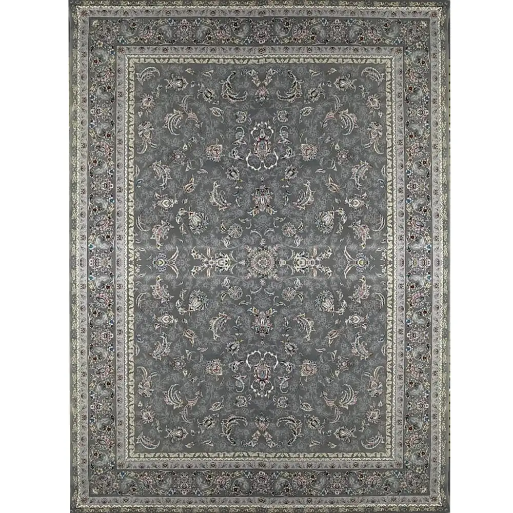 فرش 700 شانه تراکم 2550 نگین فیروزه مدل النا حاشیه فیلی زمینه فیلی