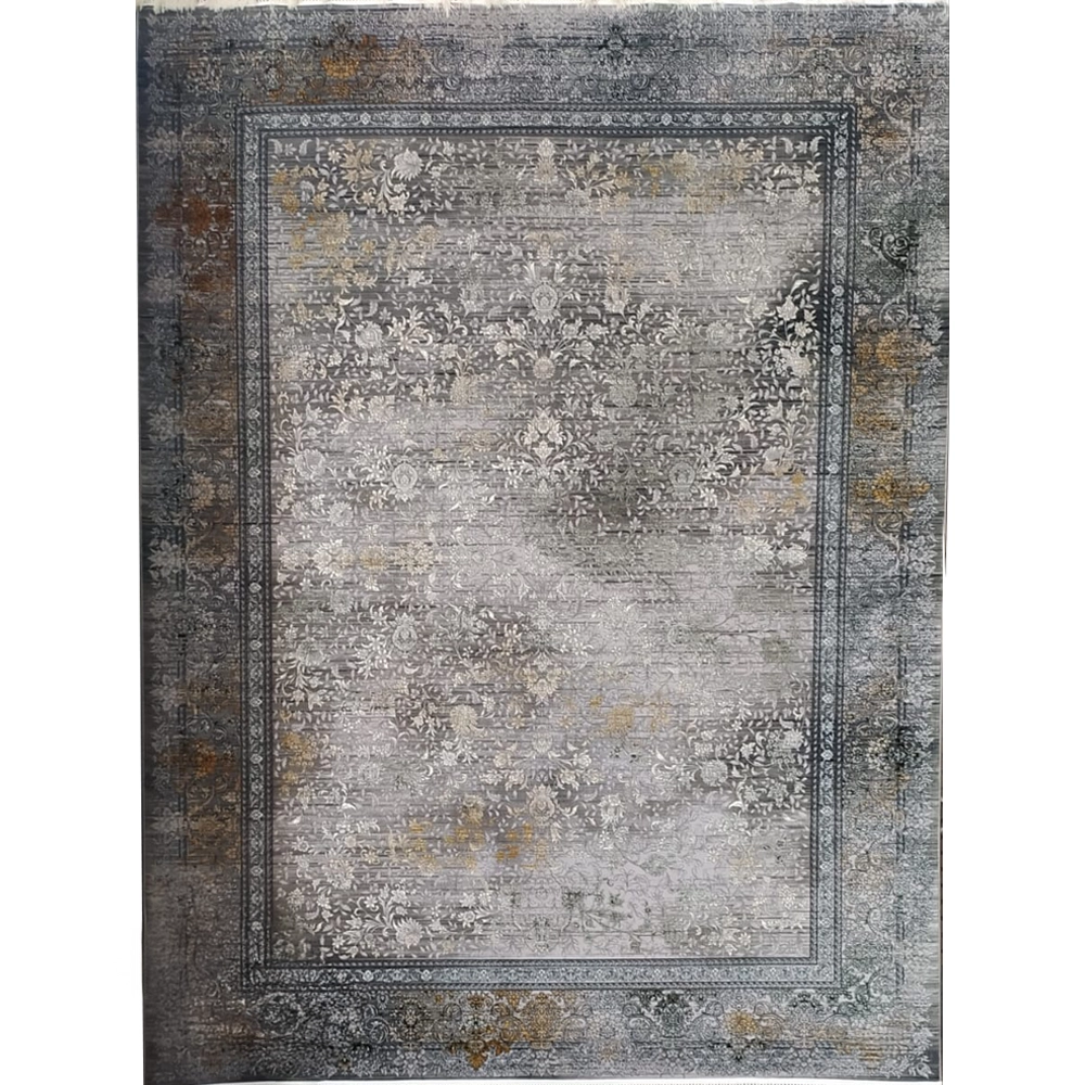 فرش 700 شانه تراکم 2550 نگین فیروزه مدل کاترین زمینه فیلی