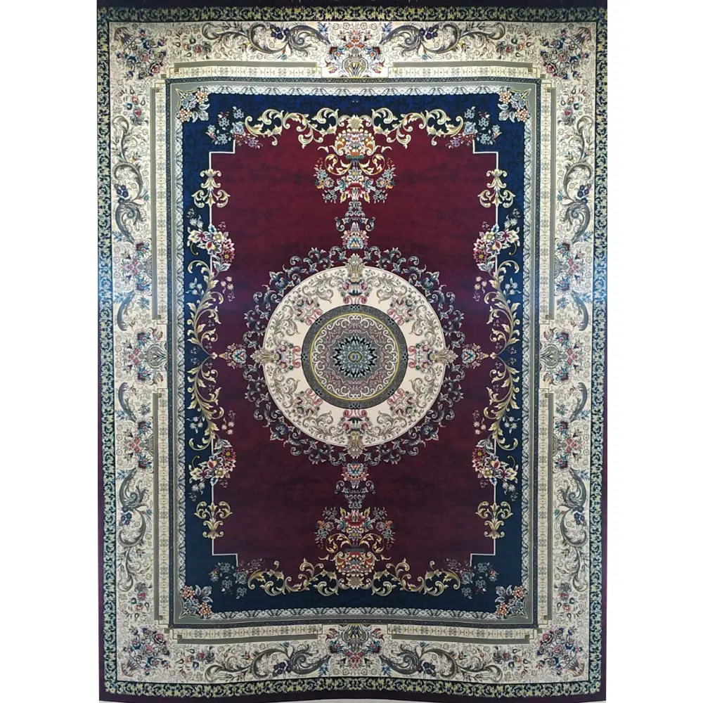 فرش 700 شانه تراکم 2550 نگین فیروزه مدل مسکو زمینه روناسی