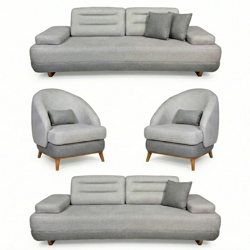 مبل ۸ نفره تخت شو کاریبو طوسی برند کرال سافت چوب راش