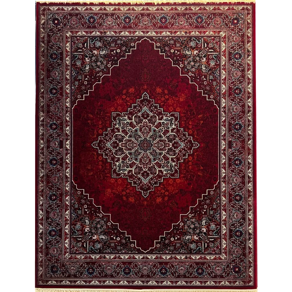 فرش 700 شانه تراکم 2550 نگین فیروزه مدل سولماز زمینه روناسی