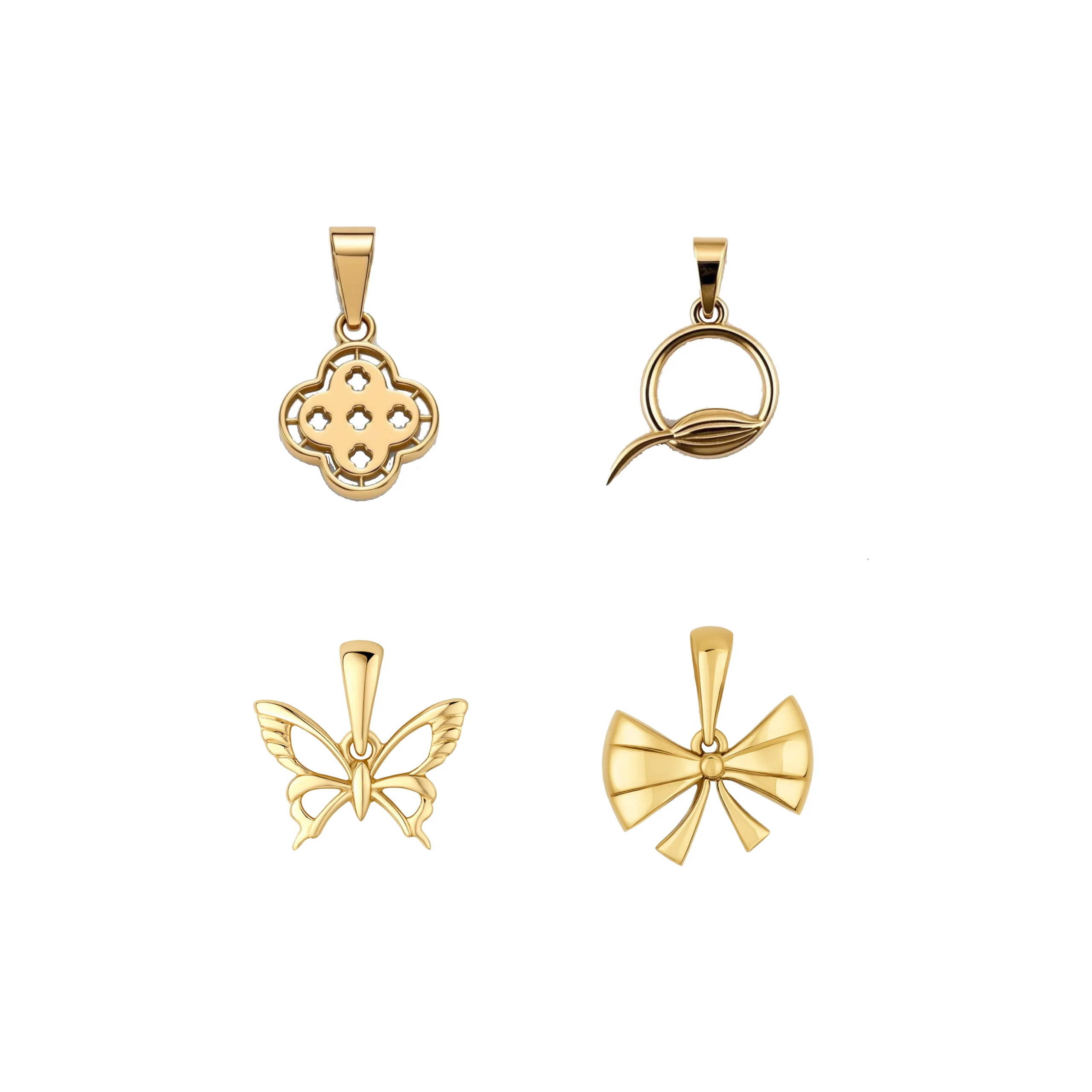 ست طلا چهار عددی پلاک گردنی طرح رها