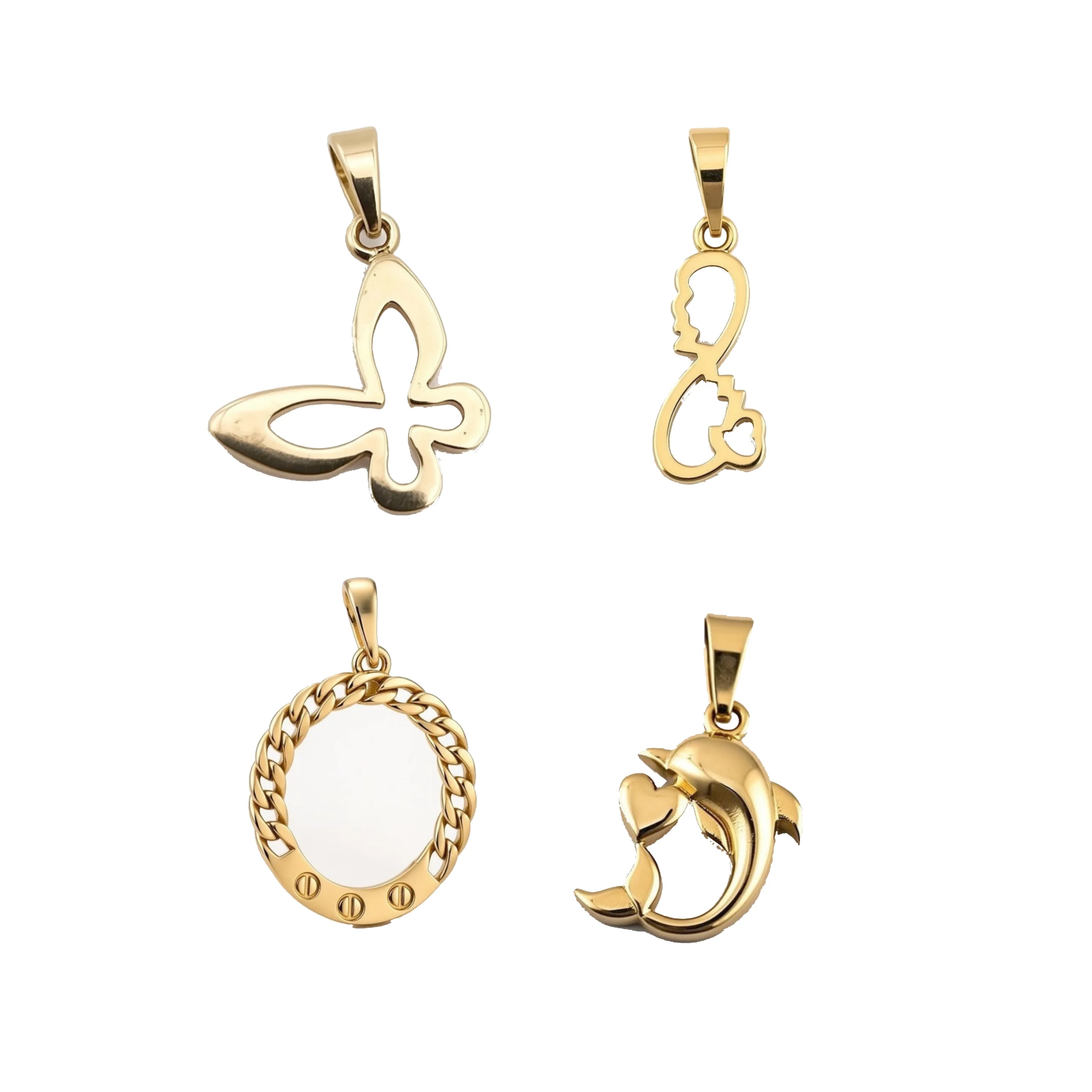 ست طلا چهار عددی پلاک گردنی طرح تیارا