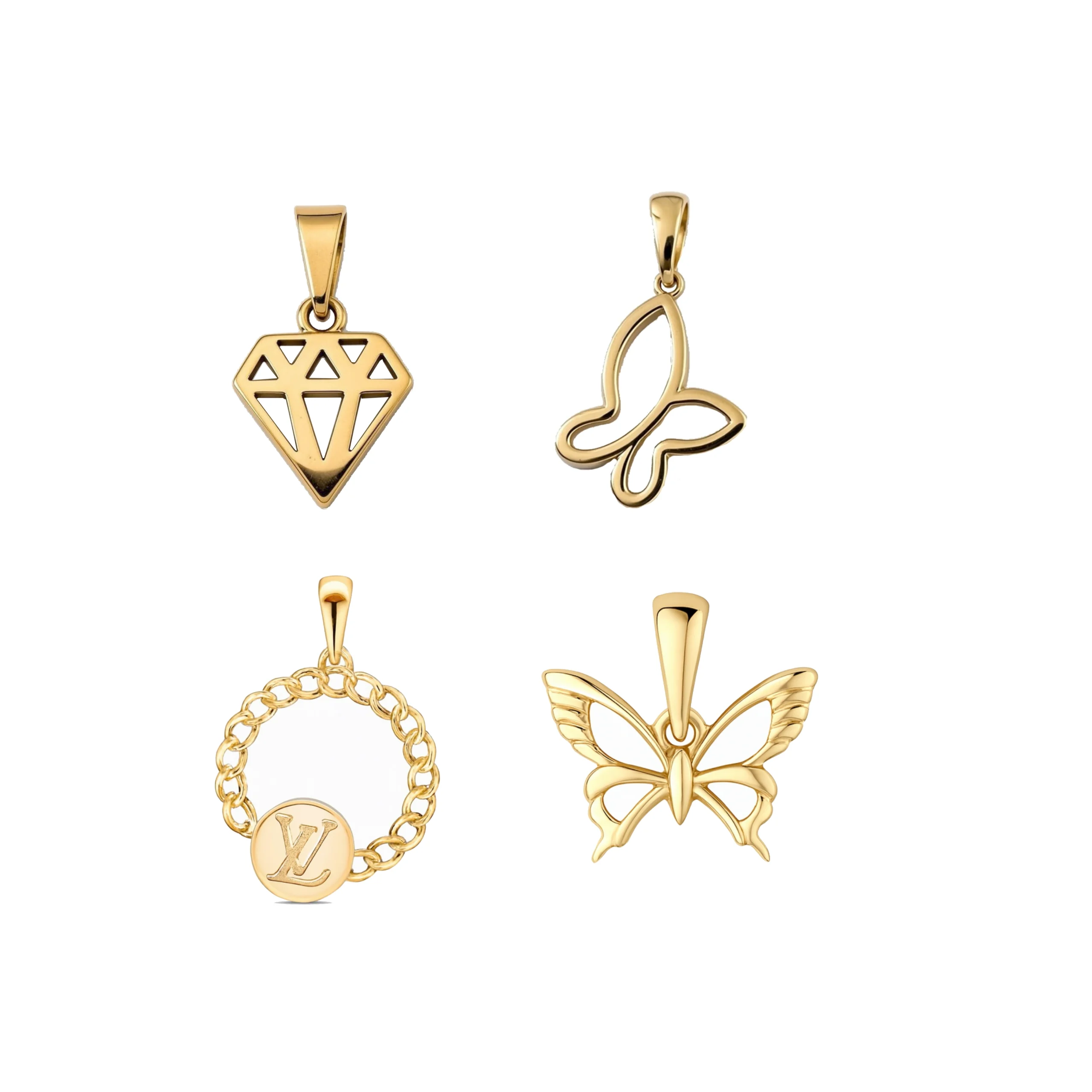 ست طلا چهار عددی پلاک گردنی طرح ماهور