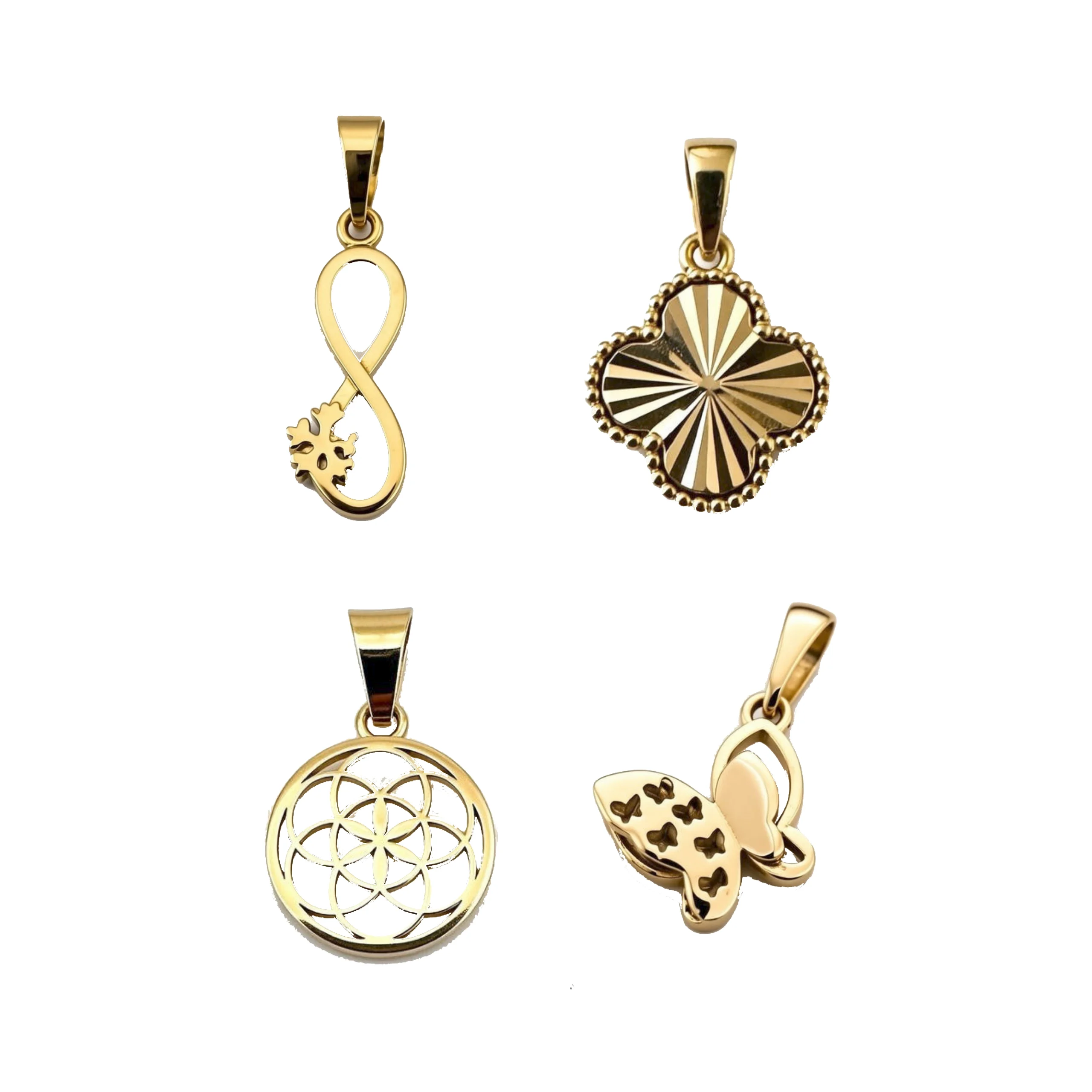 ست طلا چهار عددی پلاک گردنی طرح پرستو