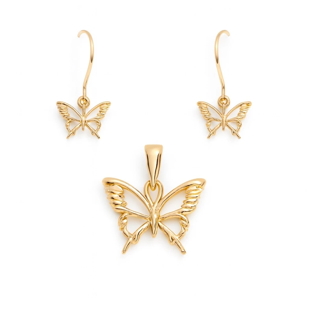 نیم ست طلا مینیمالیست طرح بال طلایی