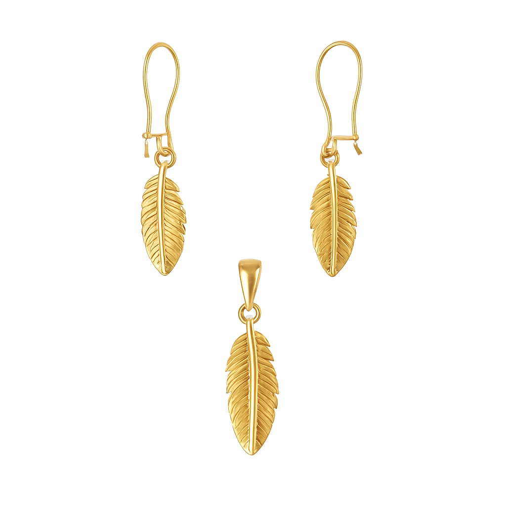 نیم ست طلا مینیمالیست طرح برگ