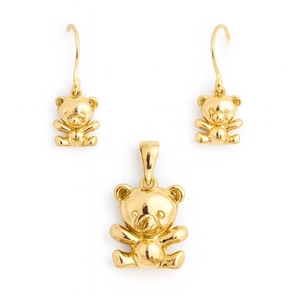 نیم ست طلا مینیمالیست طرح خرسی