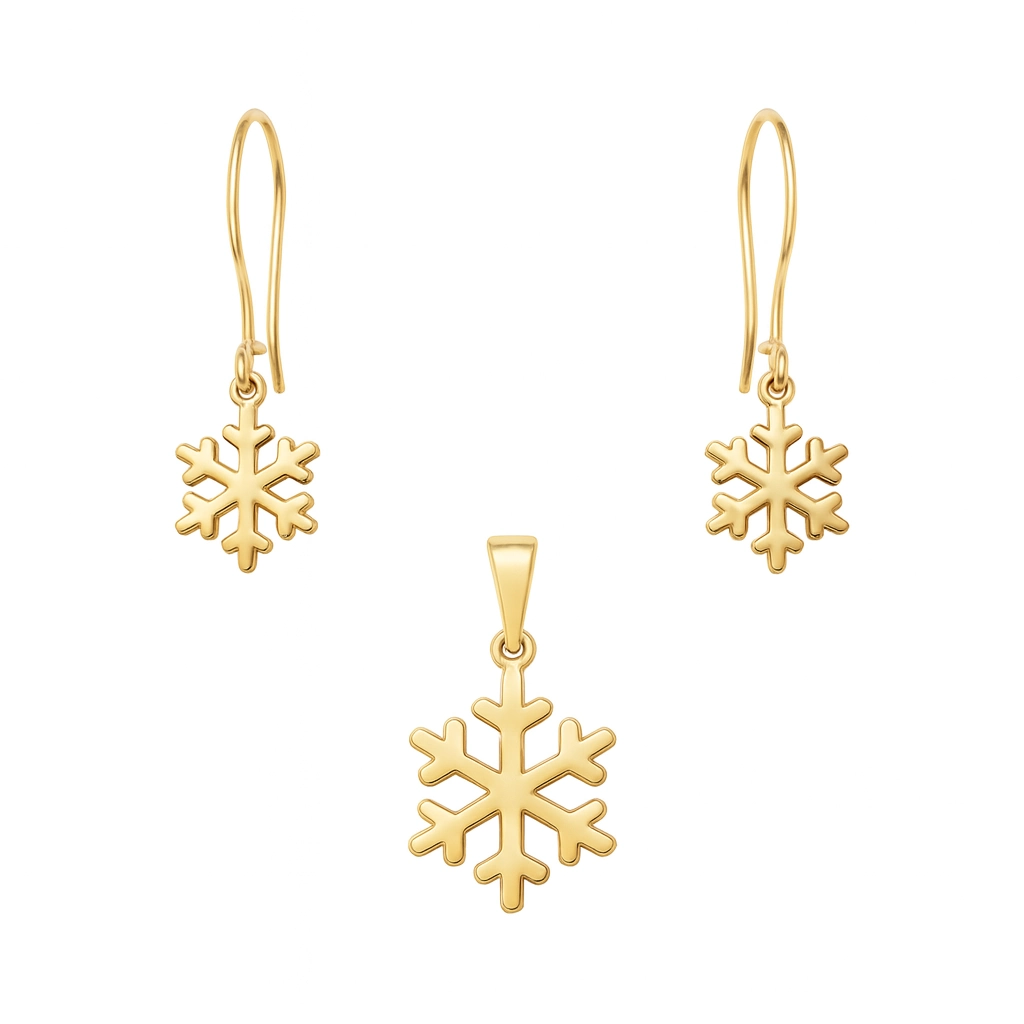 نیم ست طلا مینیمالیست طرح دانه برف