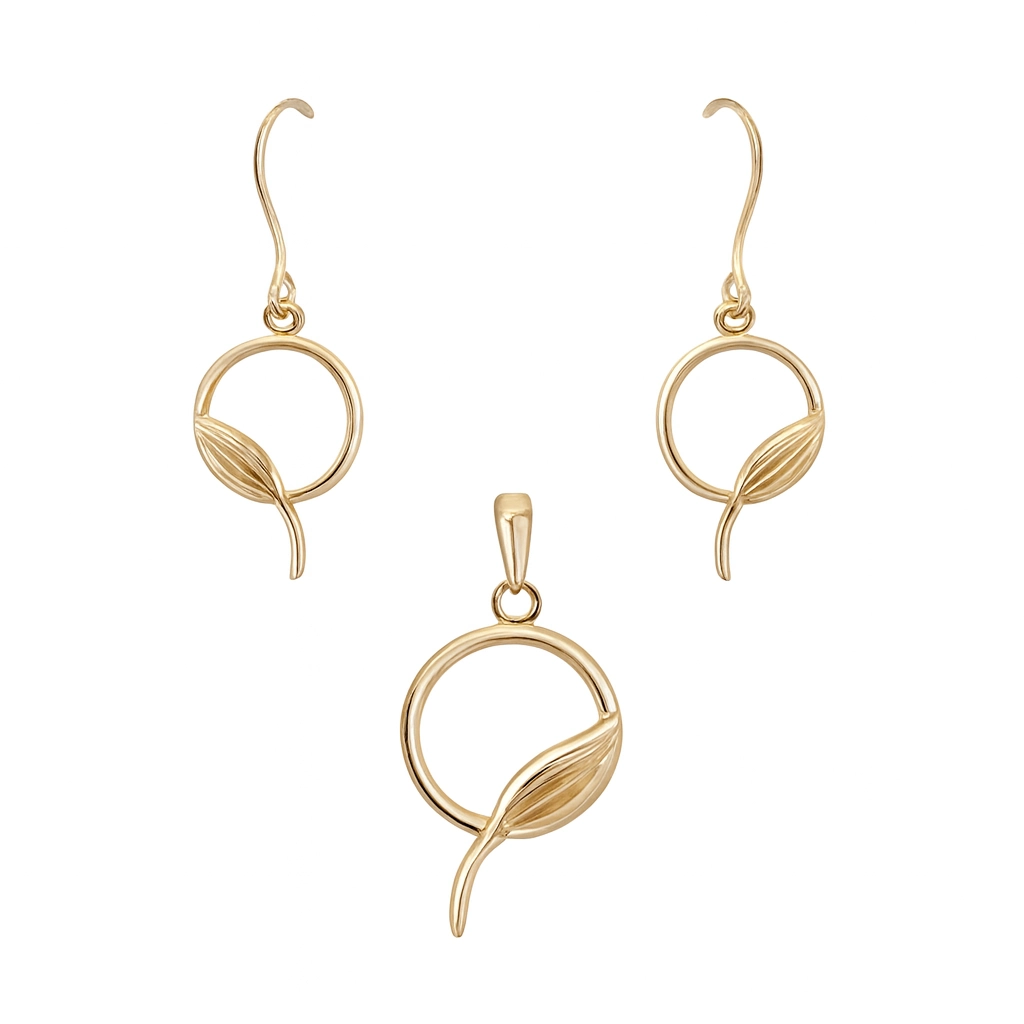 نیم ست طلا مینیمالیست طرح دایره پیچ