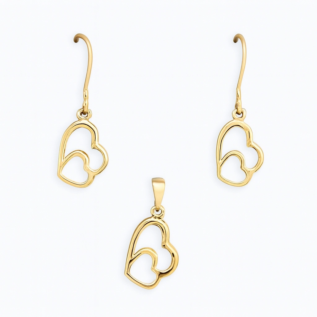 نیم ست طلا مینیمالیست طرح دوقلب