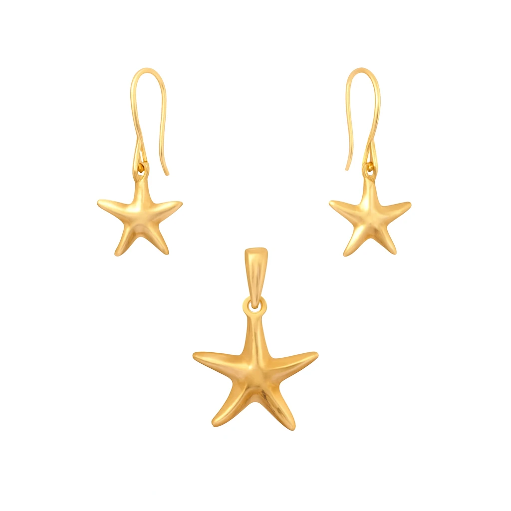 نیم ست  طلا مینیمالیست طرح ستاره دریایی