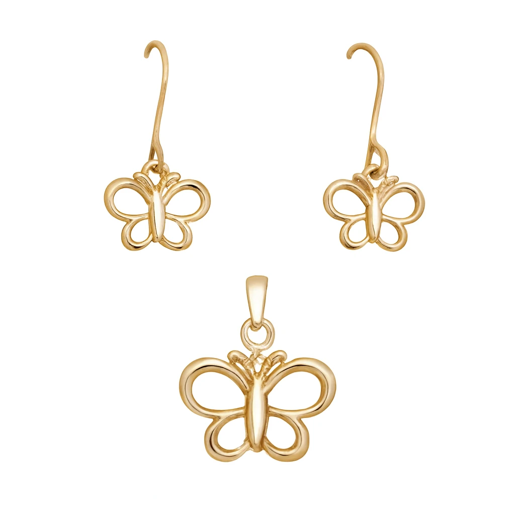 نیم ست طلا مینیمالیست طرح شاپرک بهار