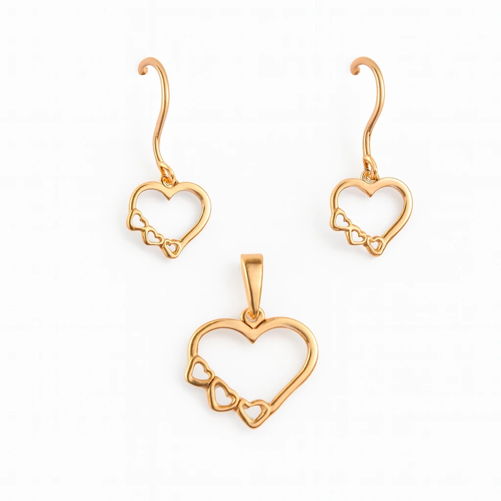 نیم ست طلا مینیمالیست طرح قلب جاوید