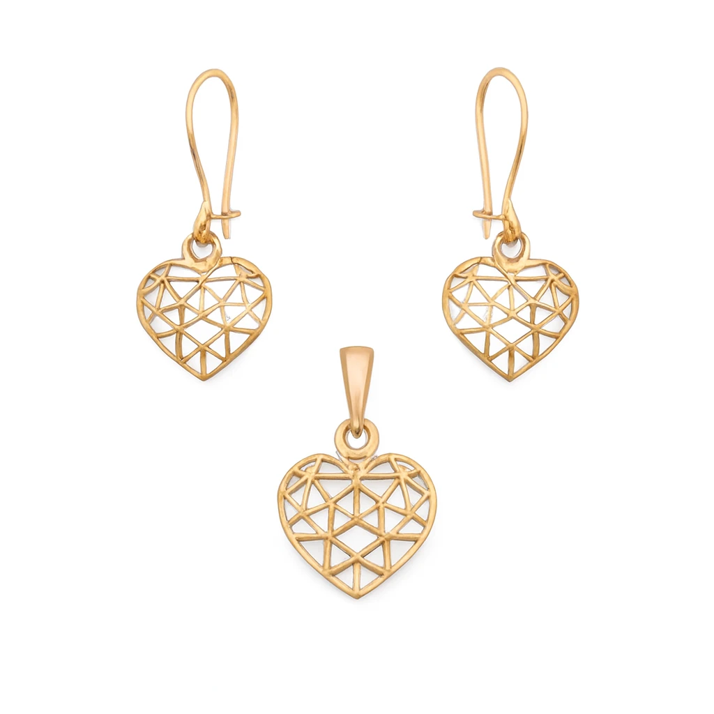 نیم ست طلا مینیمالیست طرح قلب نخی