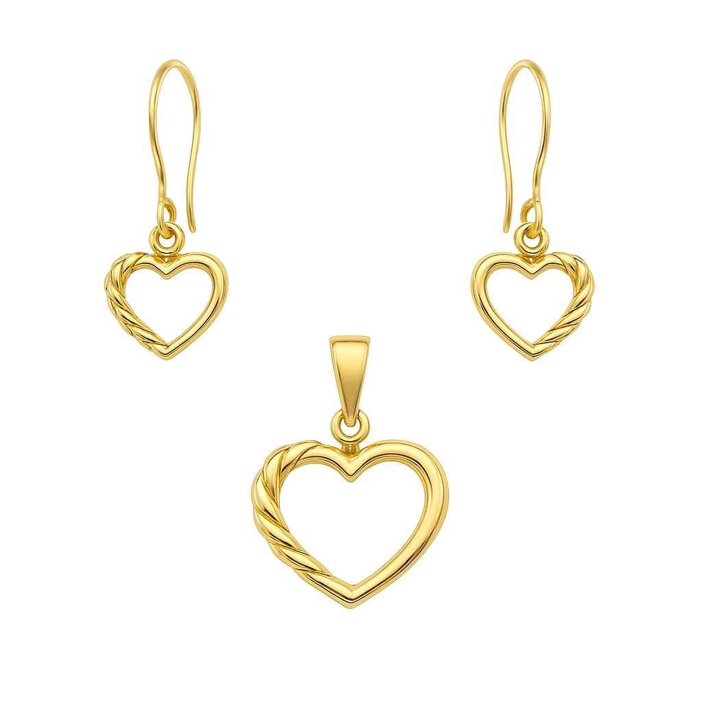 نیم ست طلا مینیمالیست طرح قلب نوان